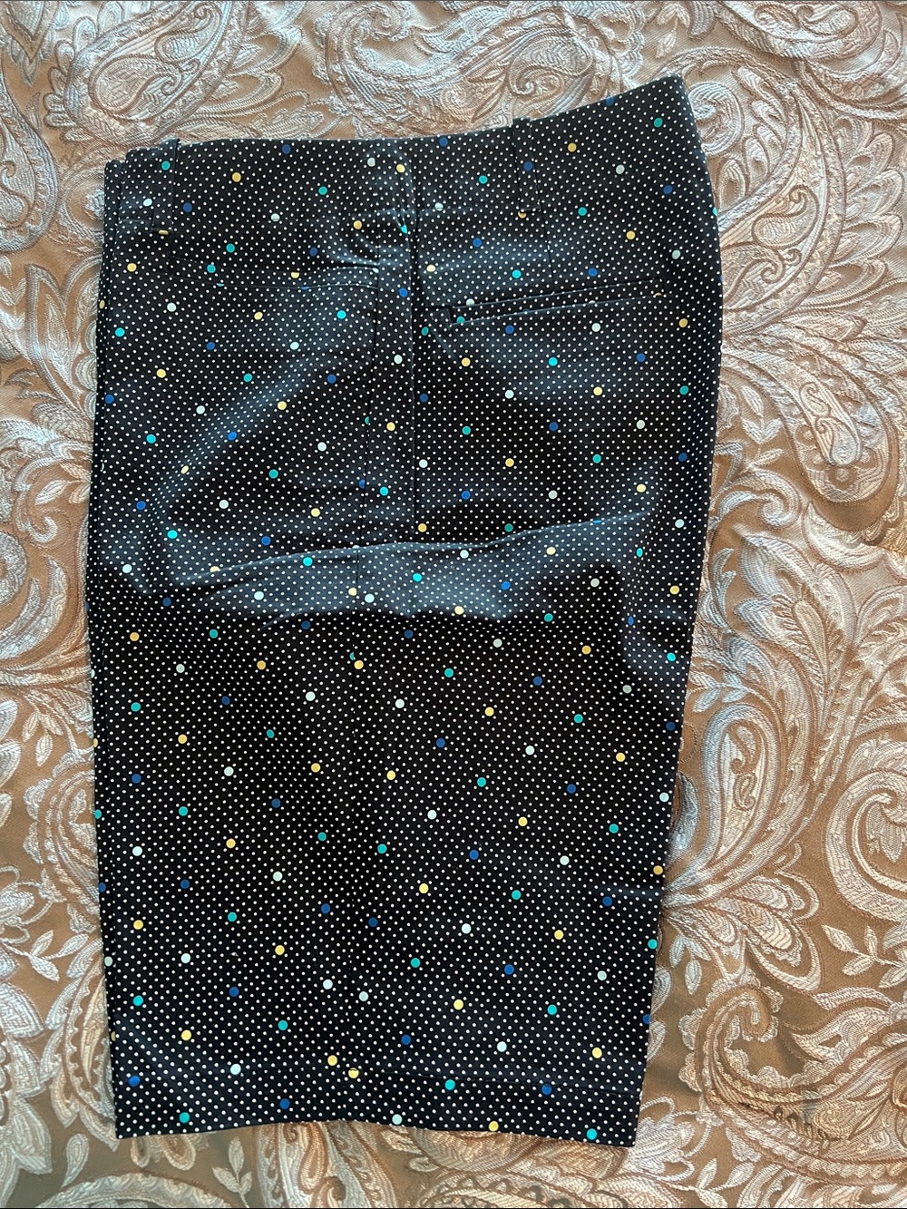 Talbots Black Polka Dot Pencil Shorts with Multicolor Dots